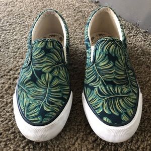 Keds X Rifle Paper Co monstera leaf slip on